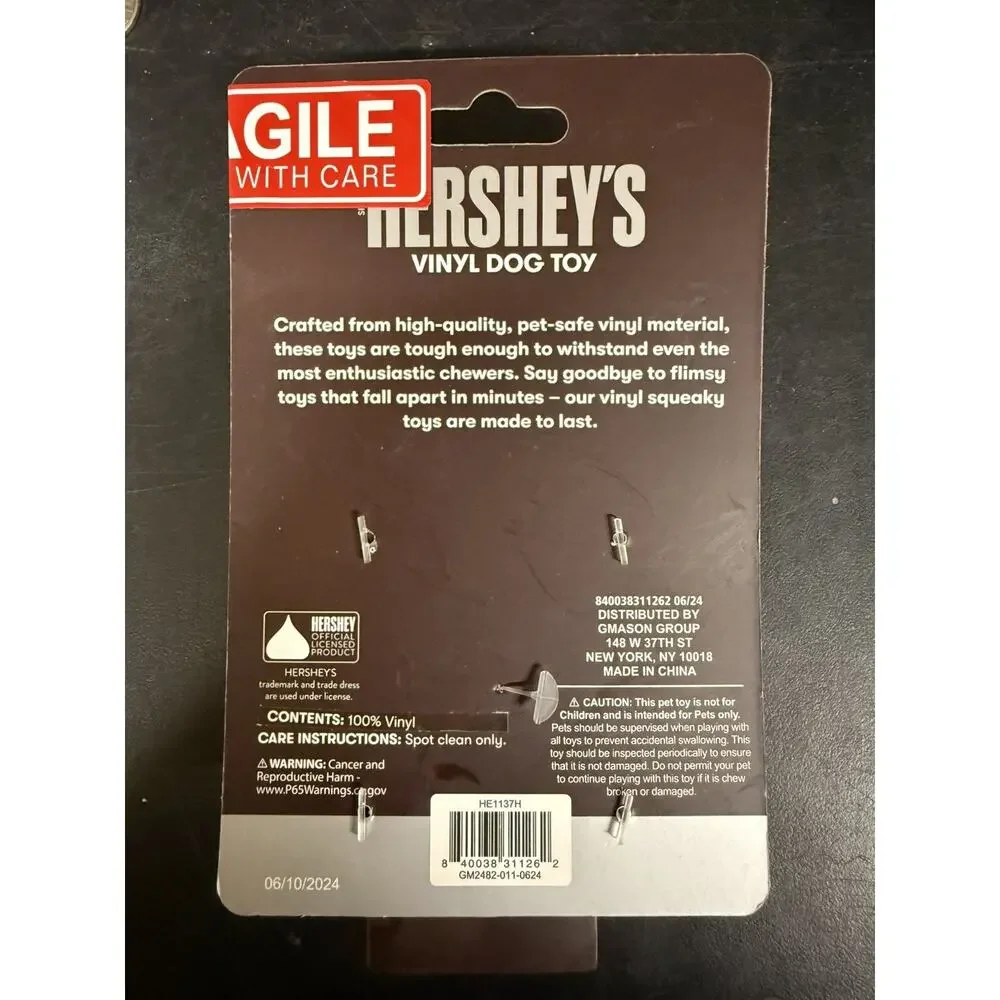 Hershey's Chocolate Bar Vinyl Plastic Squeaky Dog Pet Toy NEW Fast Free Shipping